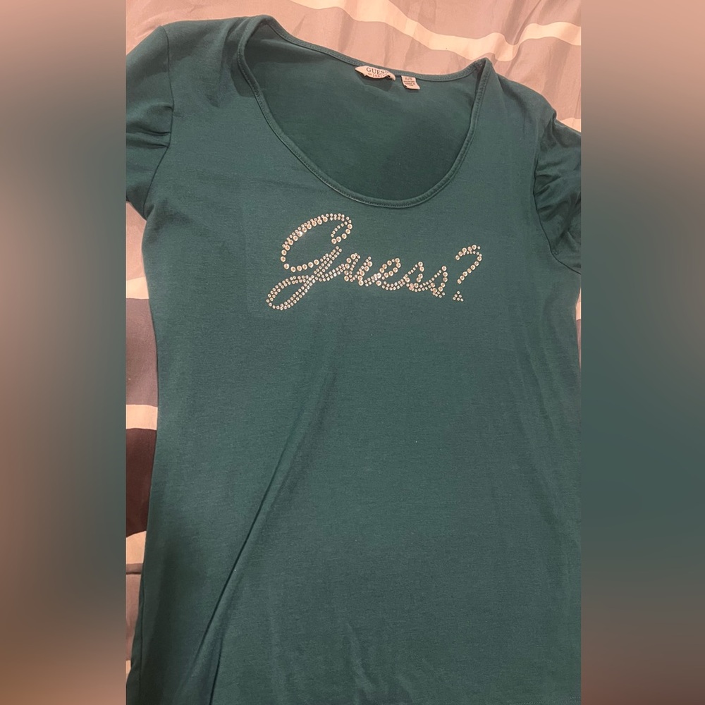 BIG SALE(5 for $20)- Guess Teal Top with Logo Detail